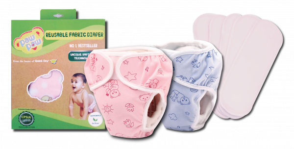 Paw Paw Printed Reusable Cloth Diapers (Velour Fabric)